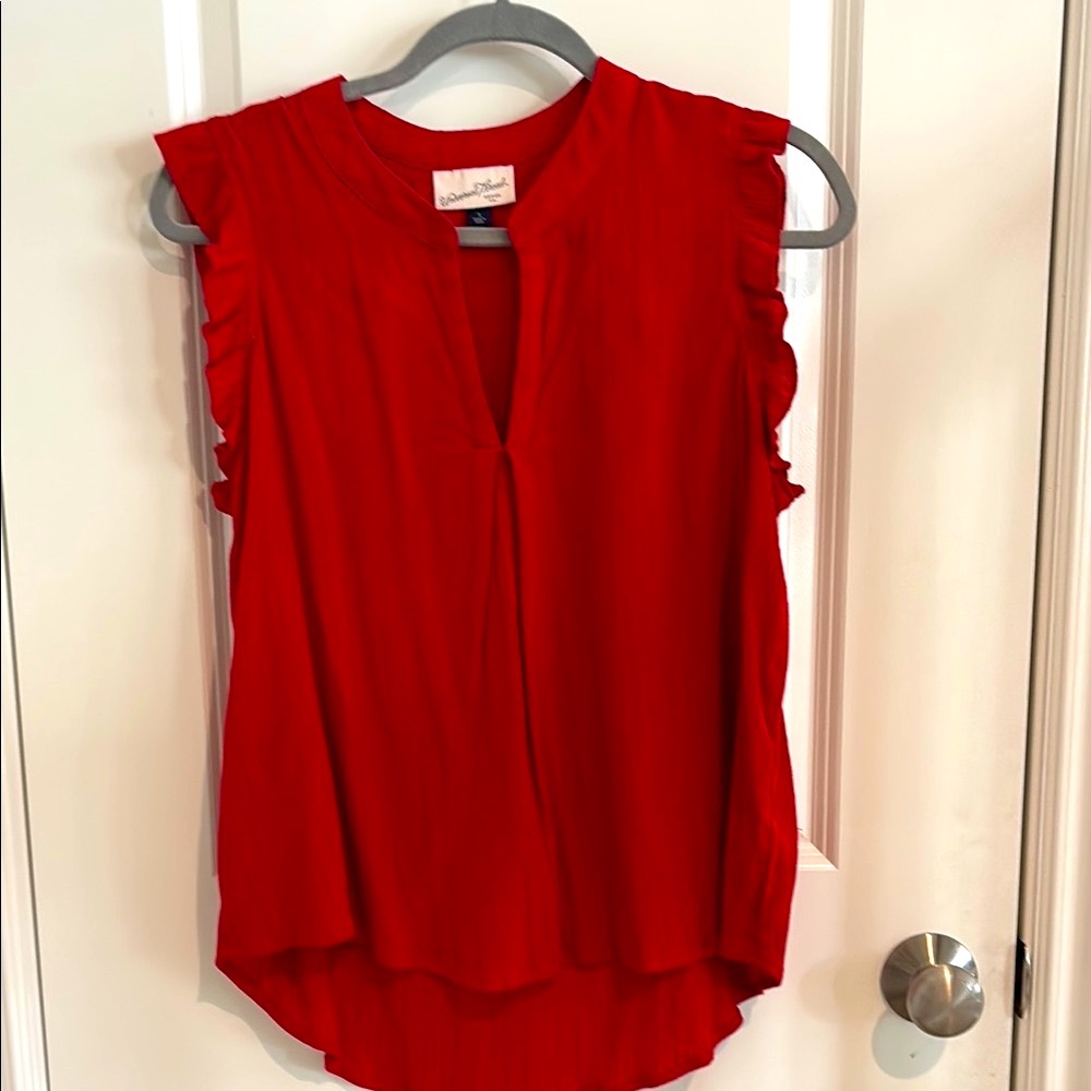 Universal Threads Red Flutter Sleeve Casual Top